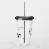 Waterdroogtrommel met grijs deksel en stro acryl drinkbeker (Rechts)