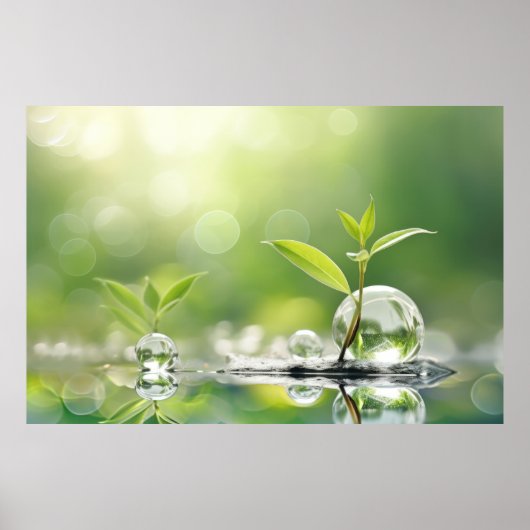 Waterdrop Plant rustige vreedzame Natuur Poster (Voorkant)