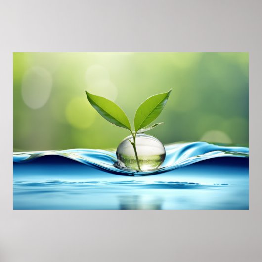 Waterdrop Plant rustige vreedzame Natuur Poster (Voorkant)