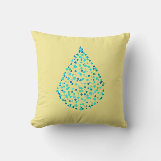 Waterdruppel Druppels Turquoise Kussen Worp Kussen (Voorkant)