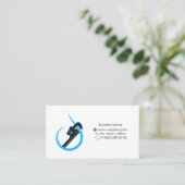 Waterdruppel en watersleutel, sanitair service visitekaartje (Staand voorkant)