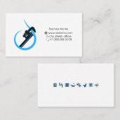 Waterdruppel en watersleutel, sanitair service visitekaartje (Voorkant / Achterkant)