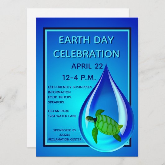 Waterdruppel en Zee Schildpad Kaart (Voorkant / Achterkant)