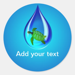 Waterdruppel en Zee Schildpad Ronde Sticker