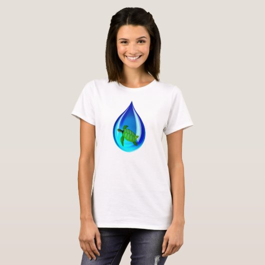 Waterdruppel en Zee Schildpad T-shirt (Voorkant volledig)