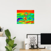 Waterdruppel in Psychedelic Colors Poster/Print Poster (Thuiskantoor)
