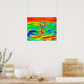 Waterdruppel in Psychedelic Colors Poster/Print Poster (Keuken)