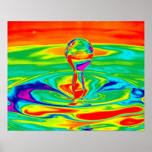 Waterdruppel in Psychedelic Colors Poster/Print Poster (Voorkant)
