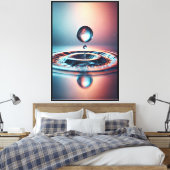 Waterdruppel met rimpelend effect canvas afdruk (Insitu (Slaapkamer))