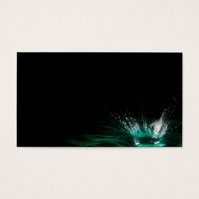 Waterdruppel splash op zwarte achtergrond visitekaartjes (Voorkant)
