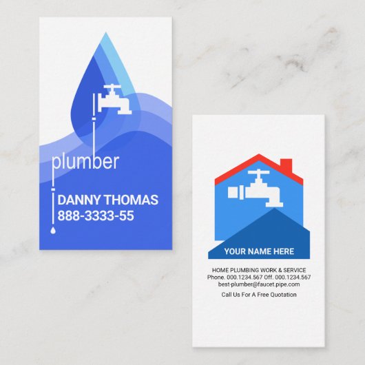 Waterdruppelblauw-golflengte Visitekaartje (Voorkant / Achterkant)