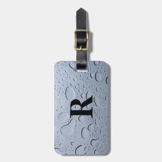 Waterdruppels Abstract Monogram Initialen Grijs Aa Bagagelabel (Voorkant verticaal)