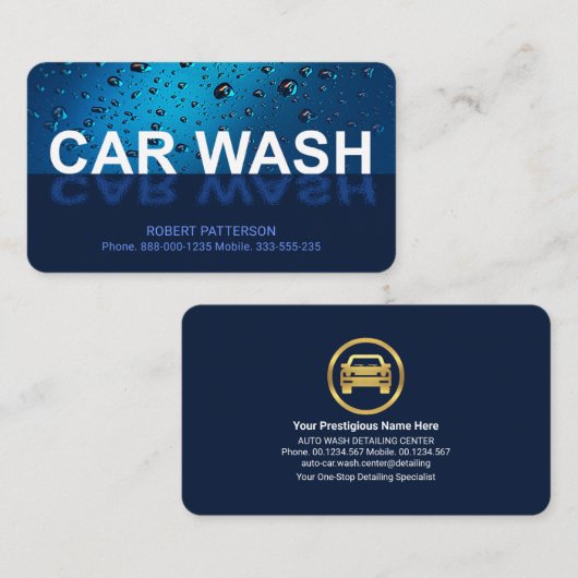 Waterdruppels Car Wash Reflection Visitekaartje (Voorkant / Achterkant)