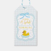 Waterdruppels Gingham Jongens Baby Shower Bedankt Cadeaulabel (Voorkant)