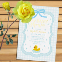 Waterdruppels Gingham Jongens Baby Shower