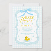 Waterdruppels Gingham Jongens Baby Shower Kaart (Voorkant)