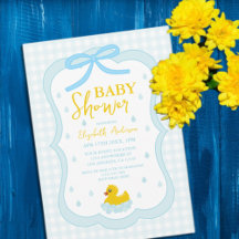 Waterdruppels Gingham Jongens Baby Shower