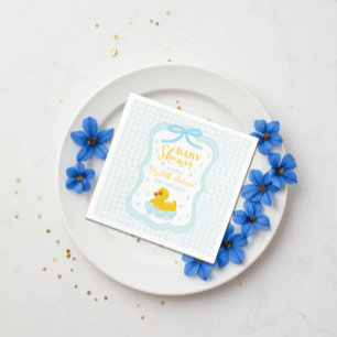 Waterdruppels Gingham Jongens Baby Shower Servet