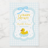 Waterdruppels Gingham Jongens Babyfeest Wijn Etiket (Enkel label)