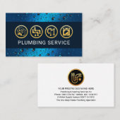 Waterdruppels Gouden Loodgieterswerktuigen Visitekaartje (Voorkant / Achterkant)