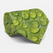 Waterdruppels Groen Blad Natuur Patroon Stropdas (Opgerold)