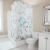 Waterdruppels met  Logo en tekst Douchegordijn (In situ)