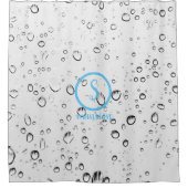 Waterdruppels met  Logo en tekst Douchegordijn (Voorkant)