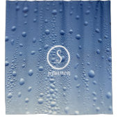 Waterdruppels met Logo en tekst Douchegordijn (Voorkant)