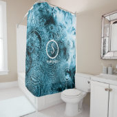 Waterdruppels met  Logo- en tekstschok Douchegordijn (In situ)