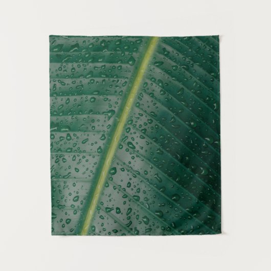 Waterdruppels op bananenblad wandkleed (Voorkant)