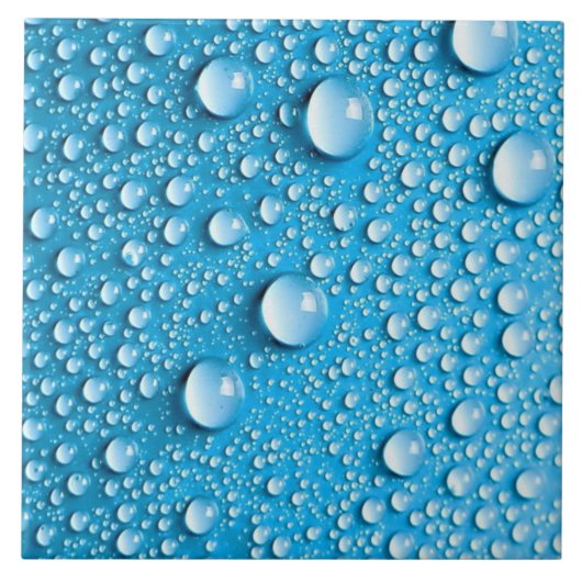 Waterdruppels op blauw | Aangepaste keramische tap Tegeltje (Voorkant)
