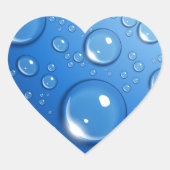 Waterdruppels op blauw hart sticker (Voorkant)