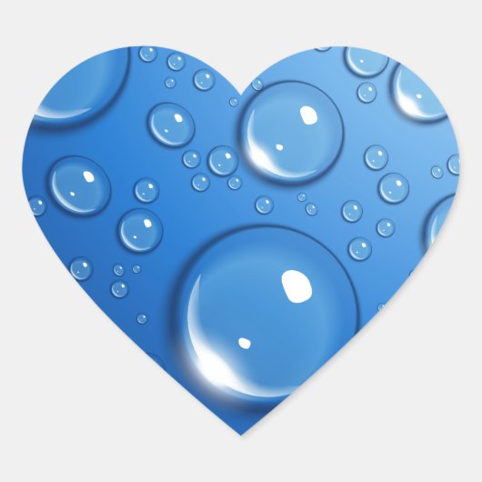 Waterdruppels op blauw hart sticker (Voorkant)