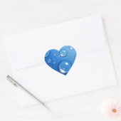 Waterdruppels op blauw hart sticker (Envelop)