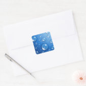 Waterdruppels op blauw vierkante sticker (Envelop)