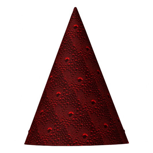 Waterdruppels op Crimson Metal Feesthoedjes (Voorkant)