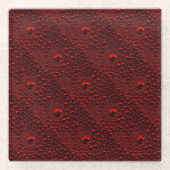 Waterdruppels op Crimson Metal Glazen Onderzetter (Voorkant)