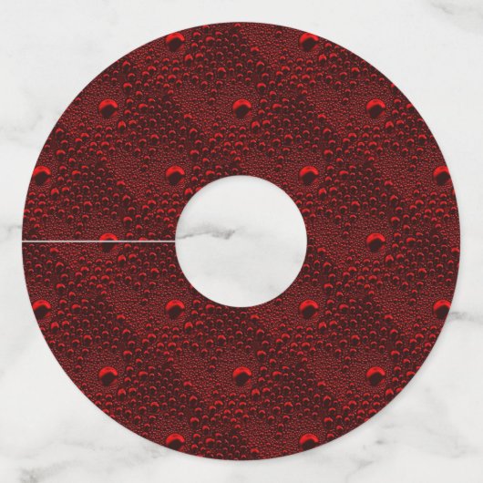 Waterdruppels op Crimson Metal Wijnglaslabel (Voorkant)