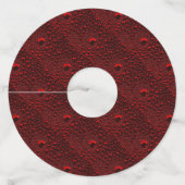 Waterdruppels op Crimson Metal Wijnglaslabel (Achterkant)