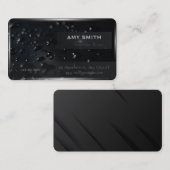 Waterdruppels op de achtergrond van de zwarte ruim visitekaartje (Voorkant / Achterkant)