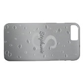Waterdruppels op Geborsteld Metaal Monogram Naam Case-Mate iPhone Case (Achterkant (Horizontaal))