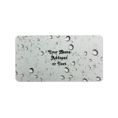 Waterdruppels op glasachtergrond etiket (Voorkant)