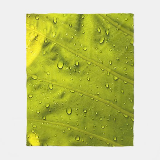 Waterdruppels op groen blad fleece deken (Voorkant)