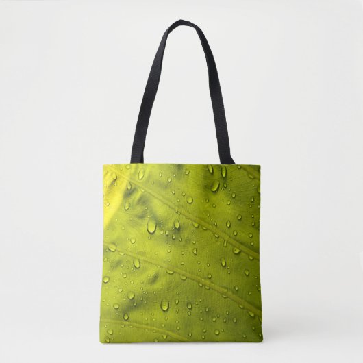 Waterdruppels op groen blad tote bag (Voorkant)