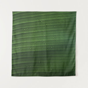 Waterdruppels op groen blad wandkleed