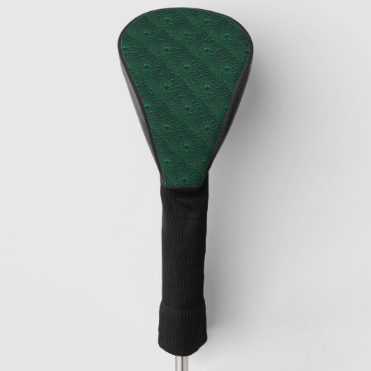 Waterdruppels op groen metaal golfheadcover (Voorkant)