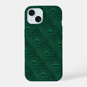 Waterdruppels op groen metaal iPhone 15 case