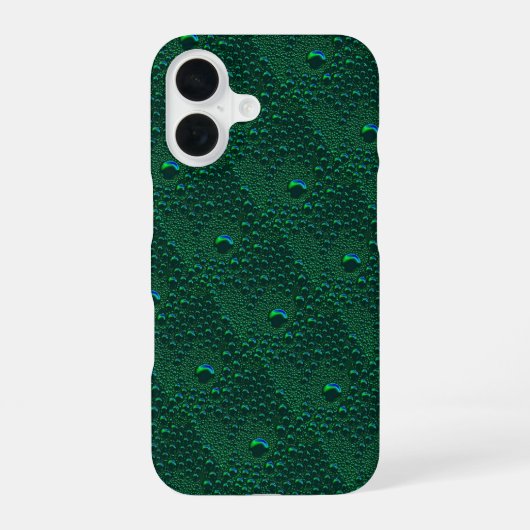 Waterdruppels op groen metaal iPhone 16 hoesje (Achterkant)