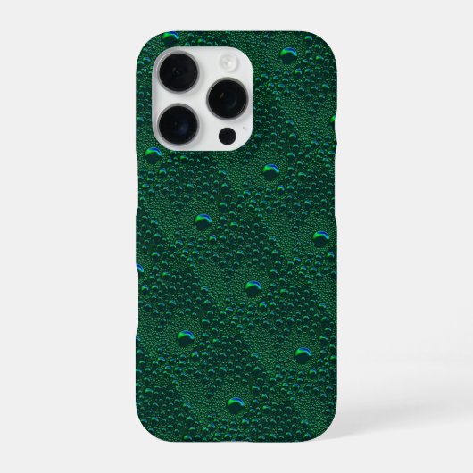 Waterdruppels op groen metaal iPhone hoesje (Achterkant)