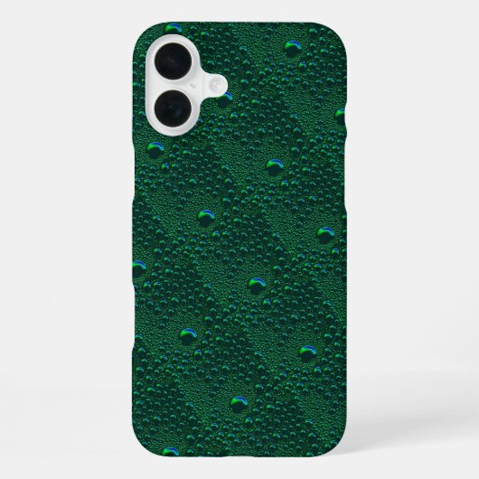 Waterdruppels op groen metaal iPhone hoesje (Achterkant)